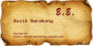 Bozik Barakony névjegykártya